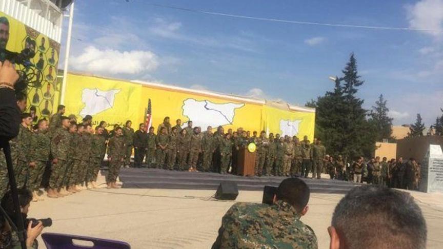 Terör örgütü PKK/YPG'nin bandosu ABD Milli Marşı’nı çaldı