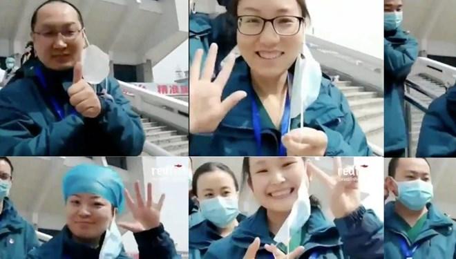Çinli doktorlar son geçiçi hastanenin kapatılmasını kutladı