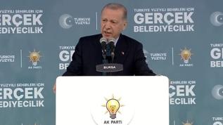 Başkan Erdoğan partisinin Bursa'da düzenlenen mitinginde konuşuyor