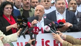 Sendika temsilcileri Taksim Anıtı'nda