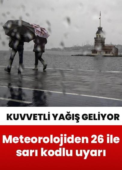 Meteorolojiden 26 il için sarı kodlu uyarı