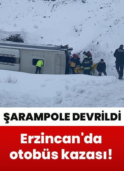 Erzincan'da otobüs kazası! Şarampole devrildi: 4 yaralı