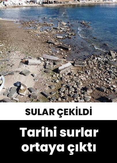 Tavşan Adası'ndaki tarihi surlar suların çekilmesiyle ortaya çıktı!