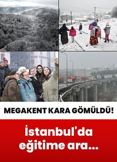 Megakent kara gömüldü: 9 ilçede eğitime ara... İstanbul'un birçok ilçesine lapa lapa kar yağıyor