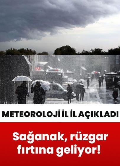 Meteoroloji 9 Nisan Çarşamba için il il uyardı: Kuvvetli sağanak, rüzgar ve fırtına geliyor!