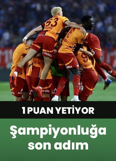 Galatasaray'a, şampiyonluk yolunda 1 puan yetiyor!