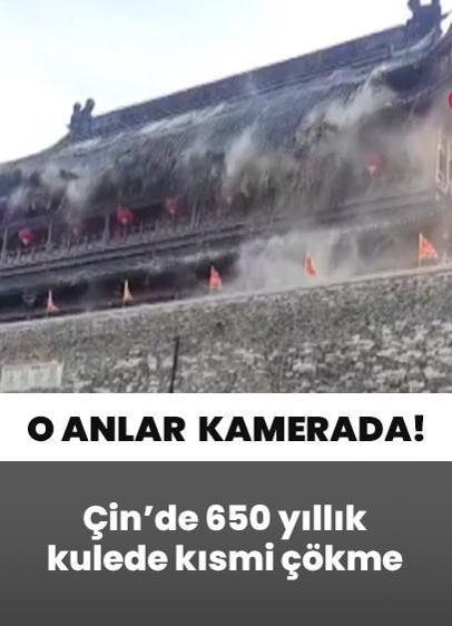 650 yıllık kulenin çatısı çöktü! O anlar kamerada