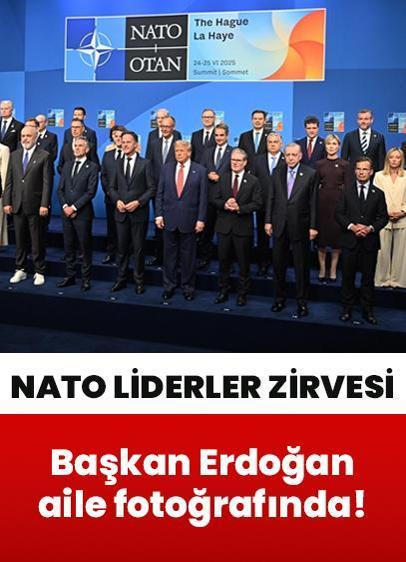 NATO Liderler Zirvesi... Cumhurbaşkanı Erdoğan aile fotoğrafında