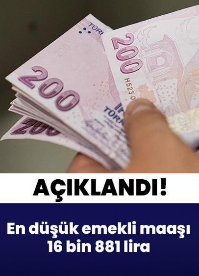 En düşük emekli maaşı 16 bin 881 lira olacak