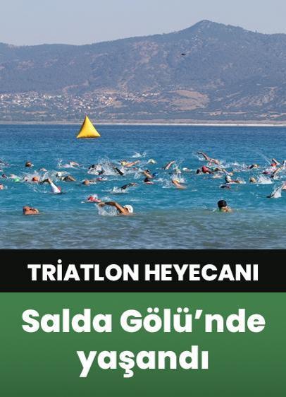 Salda Gölünde triatlon yarışması 344 sporcunun katılımıyla gerçekleşti