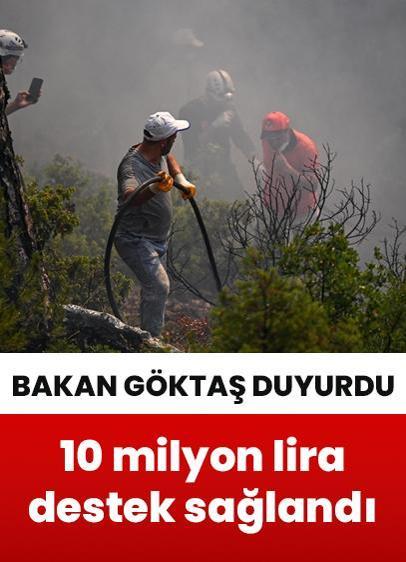 Bakan Göktaş, orman yangınlarından etkilenen üç ile 10 milyon lira destek verildiğini bildirdi!