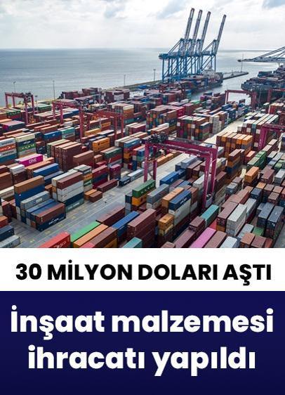 Türkiye'nin inşaat malzemesi ihracatı 30 milyar doları aştı!