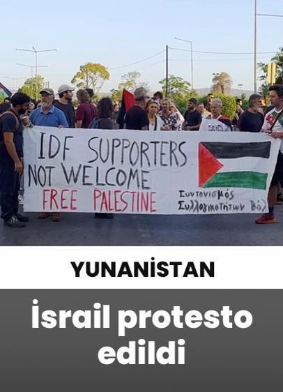 Yunanistan'da İsraillileri taşıyan gemi protesto edildi!