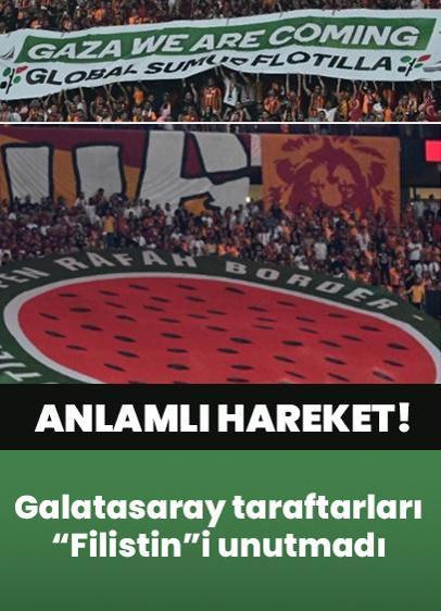 Galatasaray taraftarlarından anlamlı hareket! İsrail işgali altındaki Gazze'yi unutmadılar