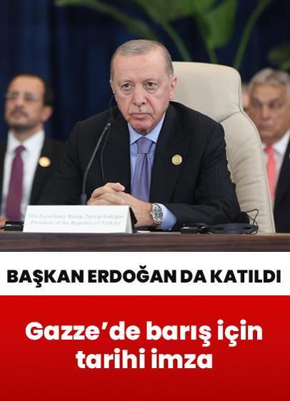Gazze'de barış için tarihi imza... Cumhurbaşkanı Erdoğan da törene katıldı
