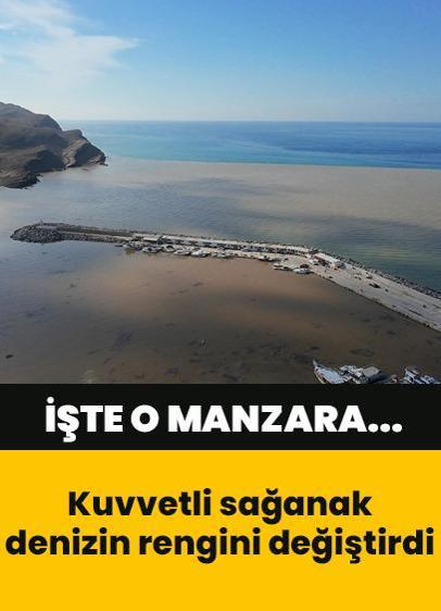 Gökçeada'da sağanak denizin rengini değiştirdi! İşte o görüntüler