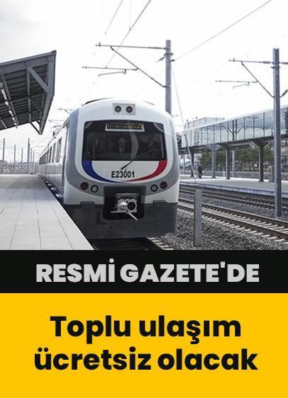 29 Ekim kararı Resmi Gazete'de... Toplu ulaşım ücretsiz olacak