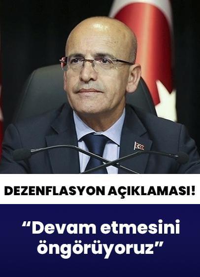 Bakan Şimşek: Dezenflasyonun devam etmesini öngörüyoruz