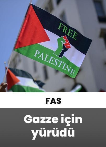 Fas'ta binlerce kişi Gazze'ye destek için yürüdü