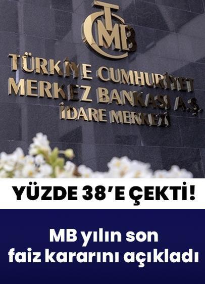Merkez Bankasından faiz indirimi kararı... Politika faizi 150 baz puan düşürülerek yüzde 38'e çekildi