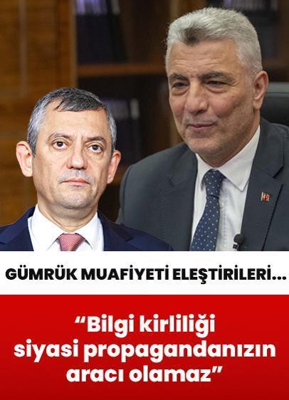 Bakan Bolat'tan Özgür Özel'in gümrük muafiyeti eleştirilerine yanıt: Bilgi kirliliği siyasi propagandanızın aracı olamaz