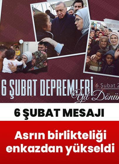 Emine Erdoğan'dan 6 Şubat mesajı: Asrın birlikteliği enkazdan yükseldi