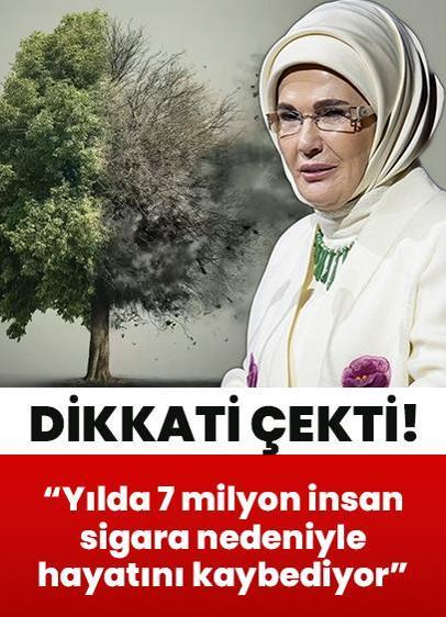 Emine Erdoğan dikkati çekti: Yılda 7 milyon insan sigara nedeniyle hayatını kaybediyor