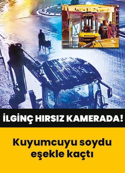 Kuyumcuyu soyması da eşekle kaçması da olay! İlginç hırsızın her anı kamerada