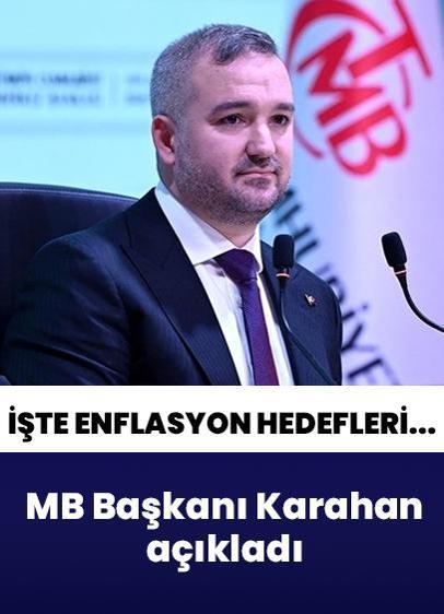 Merkez Bankası Başkanı Fatih Karahan; 2026, 2027 ve 2028 enflasyon hedeflerini açıkladı