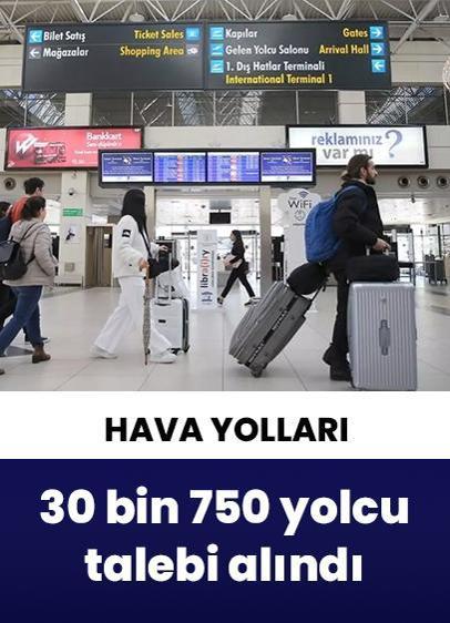 Hava yollarında dijital sistemle 30 bin 750 yolcu talebi alındı