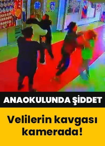 Anaokulunda şiddet: Velilerin saç saça baş başa kavgası kamerada!