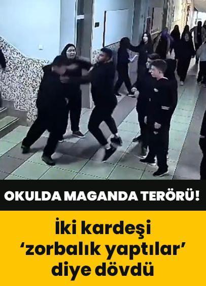 İki kardeşi ‘zorbalık yaptılar' diye dövdü: Okulda maganda dehşeti kamerada!