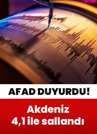 Son dakika: Antalya Körfezi açıklarında 4,1 büyüklüğünde deprem