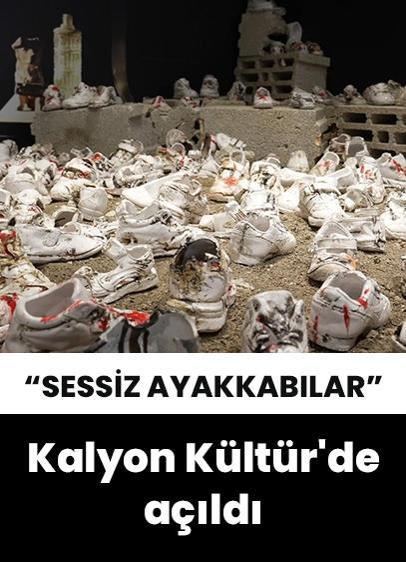 Kalyon Kültür'de Filistin'e destek amacıyla "Sessiz Ayakkabılar" sergisi açıldı