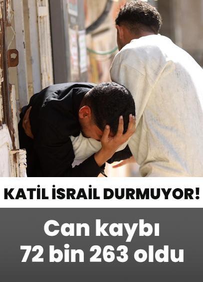 Soykırımcı İsrail durdurulamıyor! Gazze'de can kaybı 72 bin 263 oldu