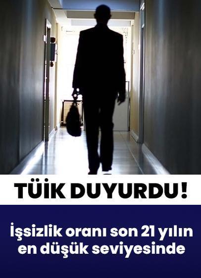 Türkiye'de işsizlik oranı son 21 yılın en düşük seviyesinde