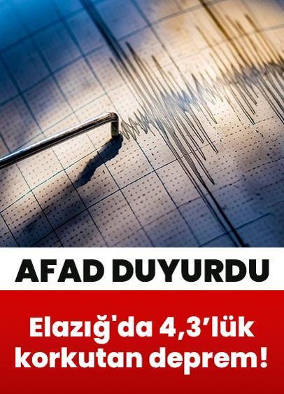 Elazığ'da 4,3'lük korkutan deprem! AFAD duyurdu