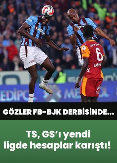 Trabzonspor, Galatasaray'ı yendi, ligde hesaplar karıştı! Gözler Fenerbahçe-Beşiktaş derbisinde...