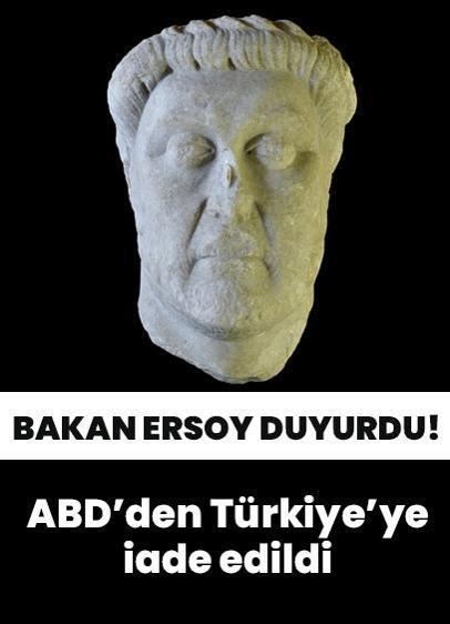 Bakan Ersoy'dan müjdeli haber: Mermer heykel başı ABD'den Türkiye'ye iade edildi