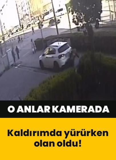 Kaldırımda yürürken olan oldu: Çarptı üzerinden geçti! Kazanın görüntüsü ortaya çıktı