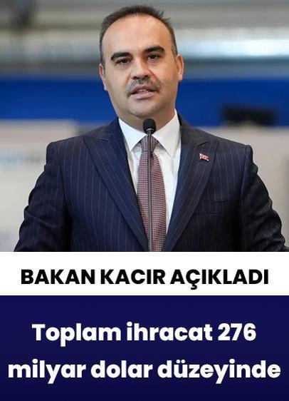 Bakan Kacır: Türkiye'nin toplam ihracatı 276 milyar dolar düzeyinde