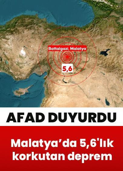 AFAD duyurdu! Malatya'da 5,6 büyüklüğünde korkutan deprem