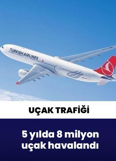 5 yılda 8 milyon uçak havalandı