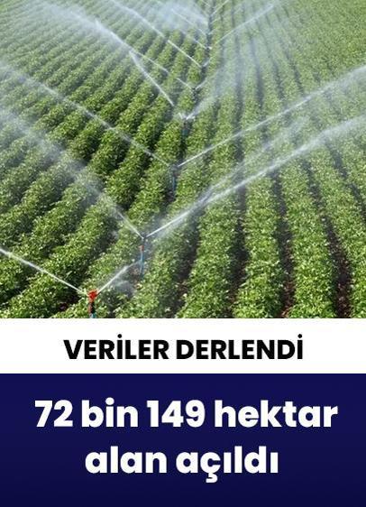 Tarımda 72 bin 149 hektar alan sulamaya açıldı