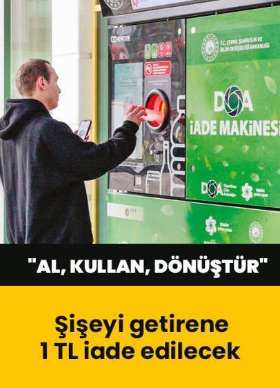 Şişeyi getirene 1 TL iade edilecek