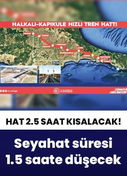229 km'lik hat 2.5 saat kısalacak! Halkalı-Kapıkule arası 1.5 saate düşecek