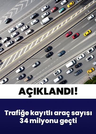 Motorlu kara taşıtları istatistikleri açıklandı! Trafiğe kayıtlı araç sayısı 34 milyonu geçti