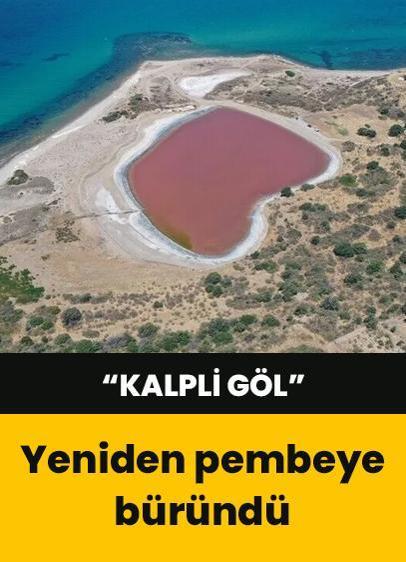 Çanakkale'deki "Kalpli Göl" pembeye büründü