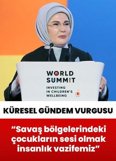 Emine Erdoğan: Savaş bölgelerindeki çocukların sesi olmak insanlık vazifemiz