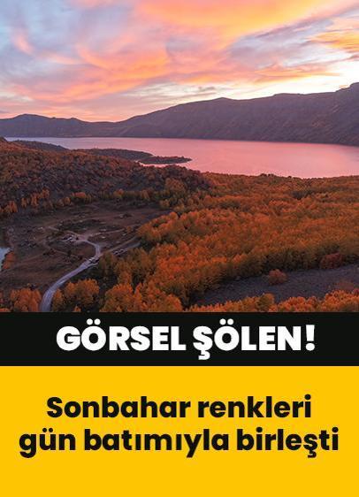 Nemrut Kalderası'nda sonbahar renkleri gün batımıyla bütünleşti